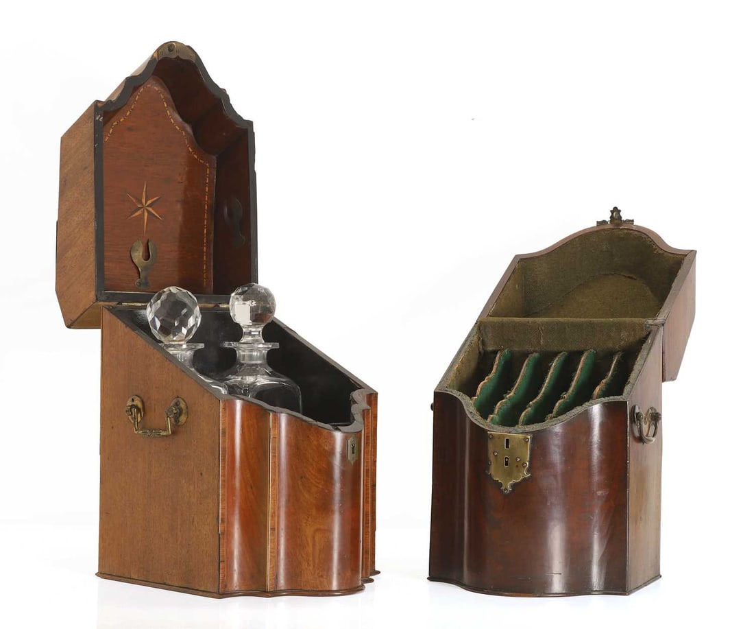 A George III mahogany knife box, third quarter 18th century, - 2