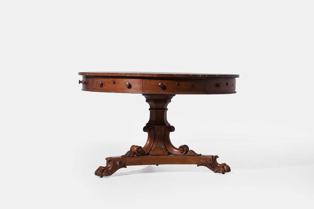 A William IV golden oak drum library table by Gillows, circa 1835, - 3