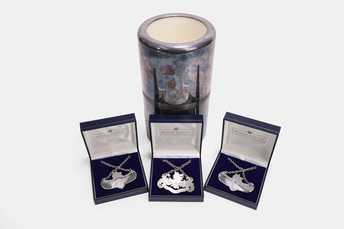 Three silver wine labels, by Wyard Druitt & Co. Ltd., Birmingham, two 2004, one 2003, - 4