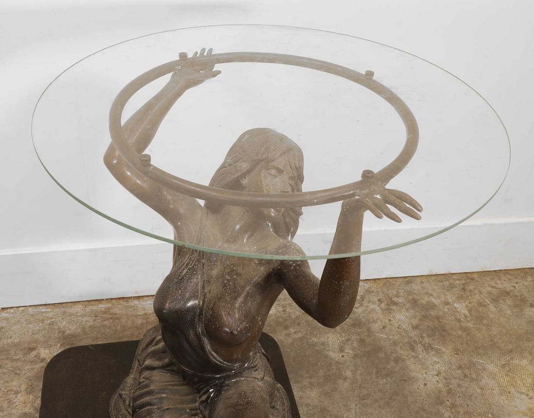 Metal and glass figural coffee table, 20th century, - 2