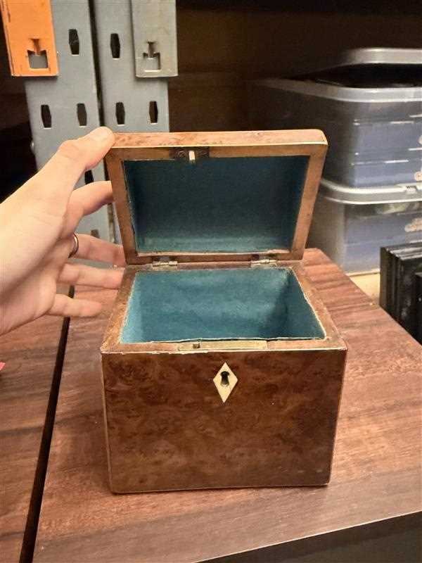 A small burr yew tea caddy, - 6