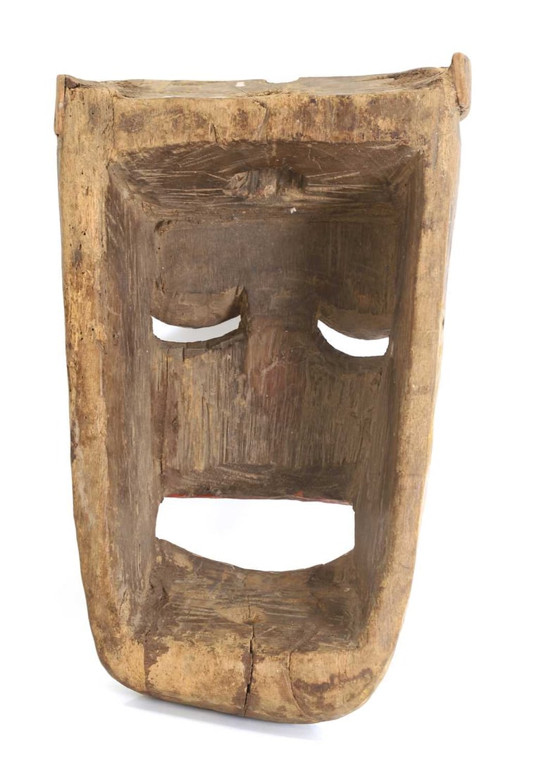 An Asian Nasik wooden carved mask, possibly Indian, - 2