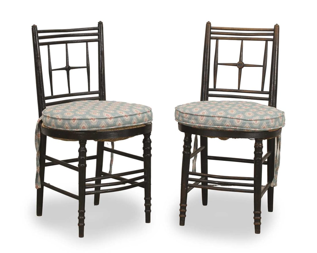 A pair of Arts & Crafts painted 'Sussex' side chairs, late 19th century, - 2
