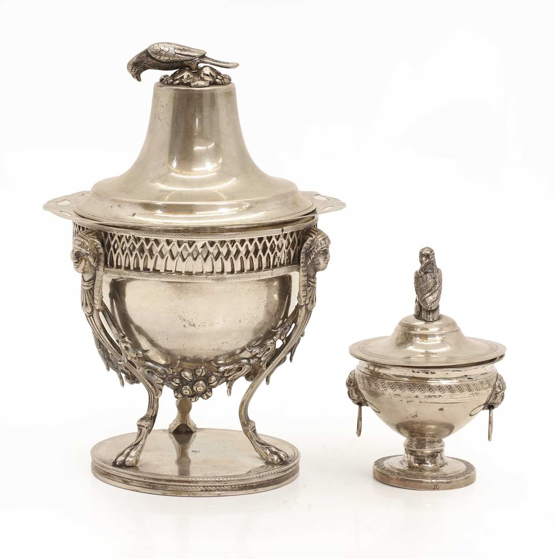 A silver urn and cover, 19th century, (1 of 2)