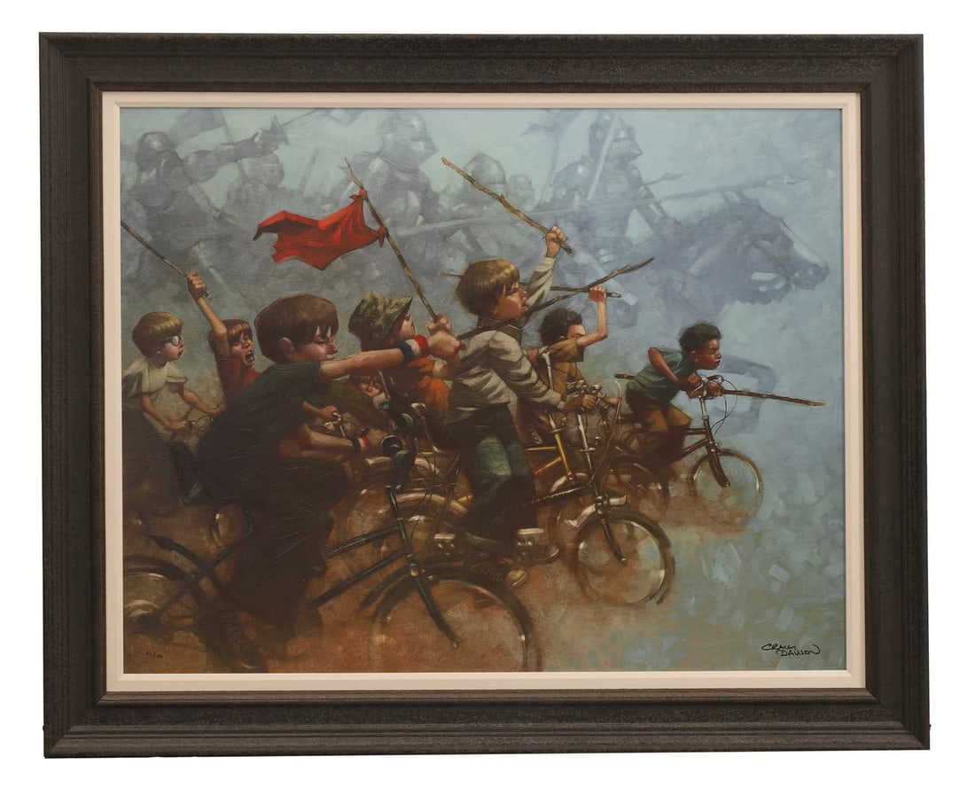 Craig Davison (British, b.1965) 'Swords of a Thousand Men': Craig Davison (British, b.1965) 'Swords of a Thousand Men' giclée print on canvas board, signed 'Craig/Davision' in pen l.r., numbered 51/150, published by Washington Green Fine Art, 2015 73 x