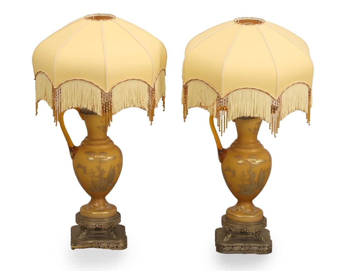 A pair of Art Deco glass table lamps 20th century, French, (1 of 2)