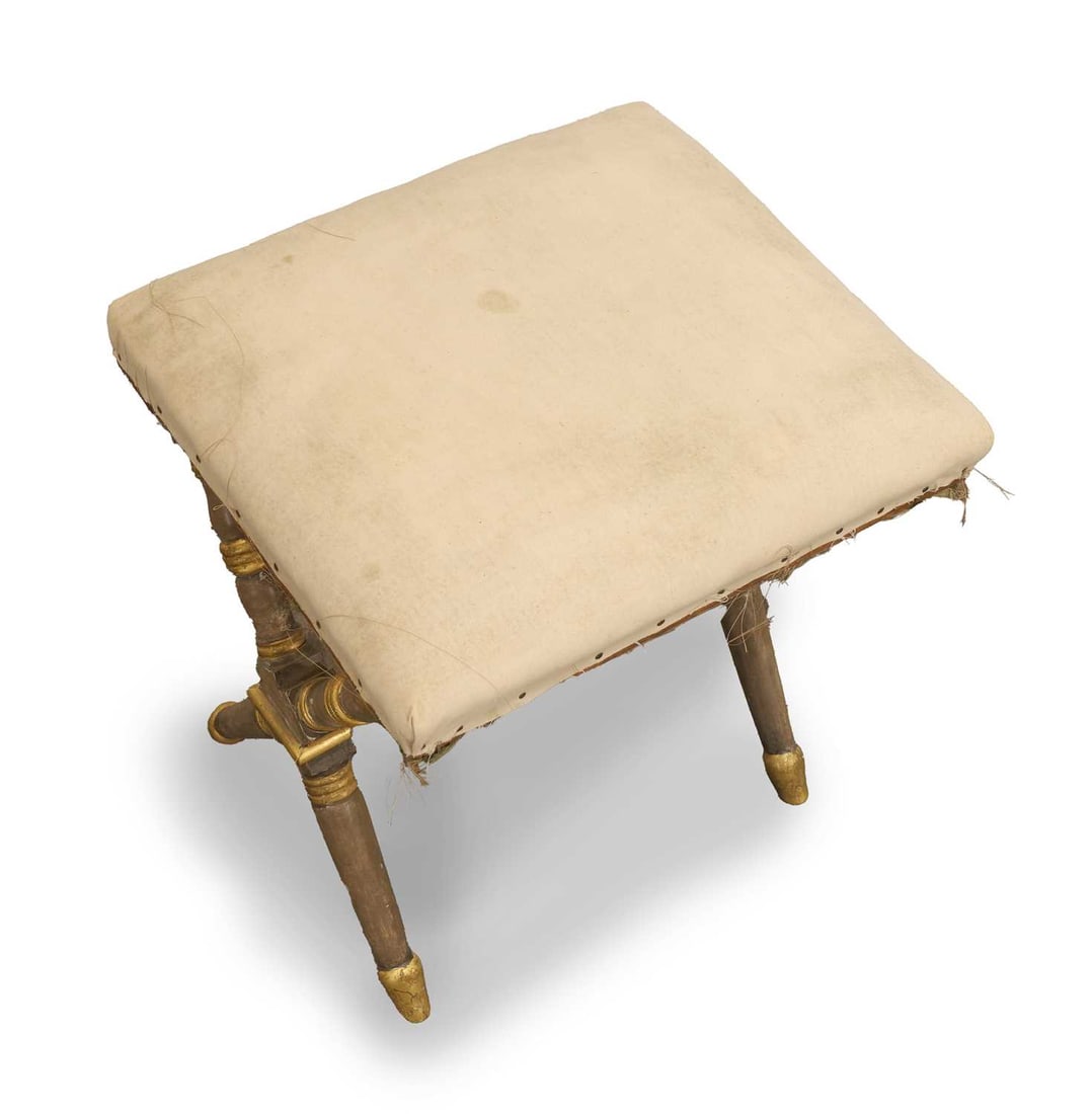 A Regency painted x frame stool, second quarter 19th century, - 2