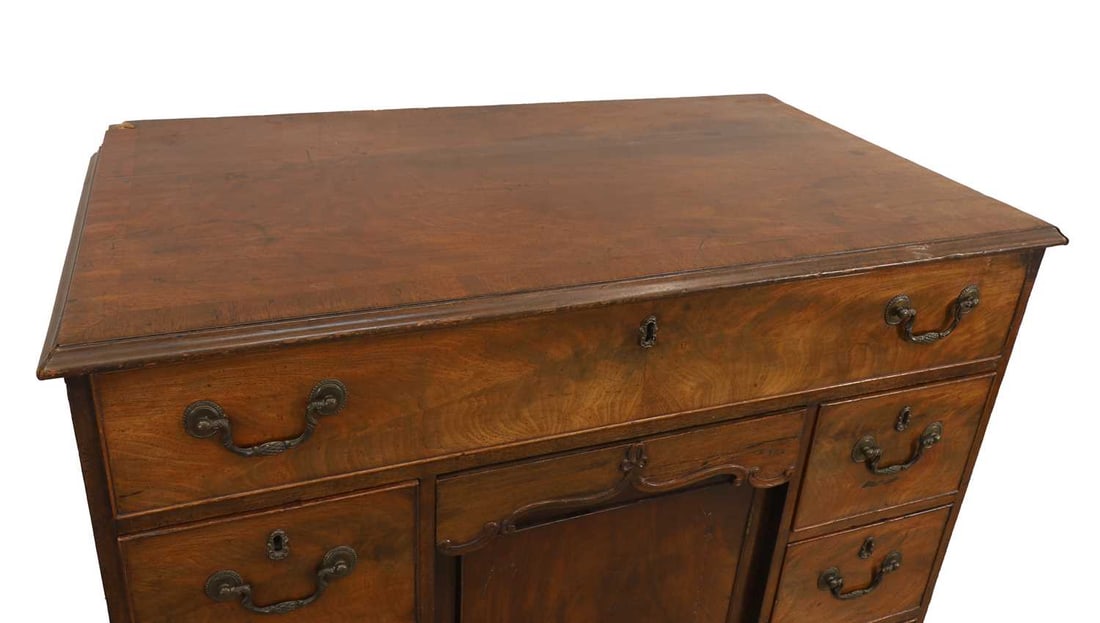 A George III mahogany kneehole desk, circa 1770, - 2