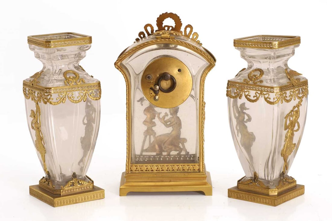A Palais-Royal clock garniture, French, late 19th century, - 2