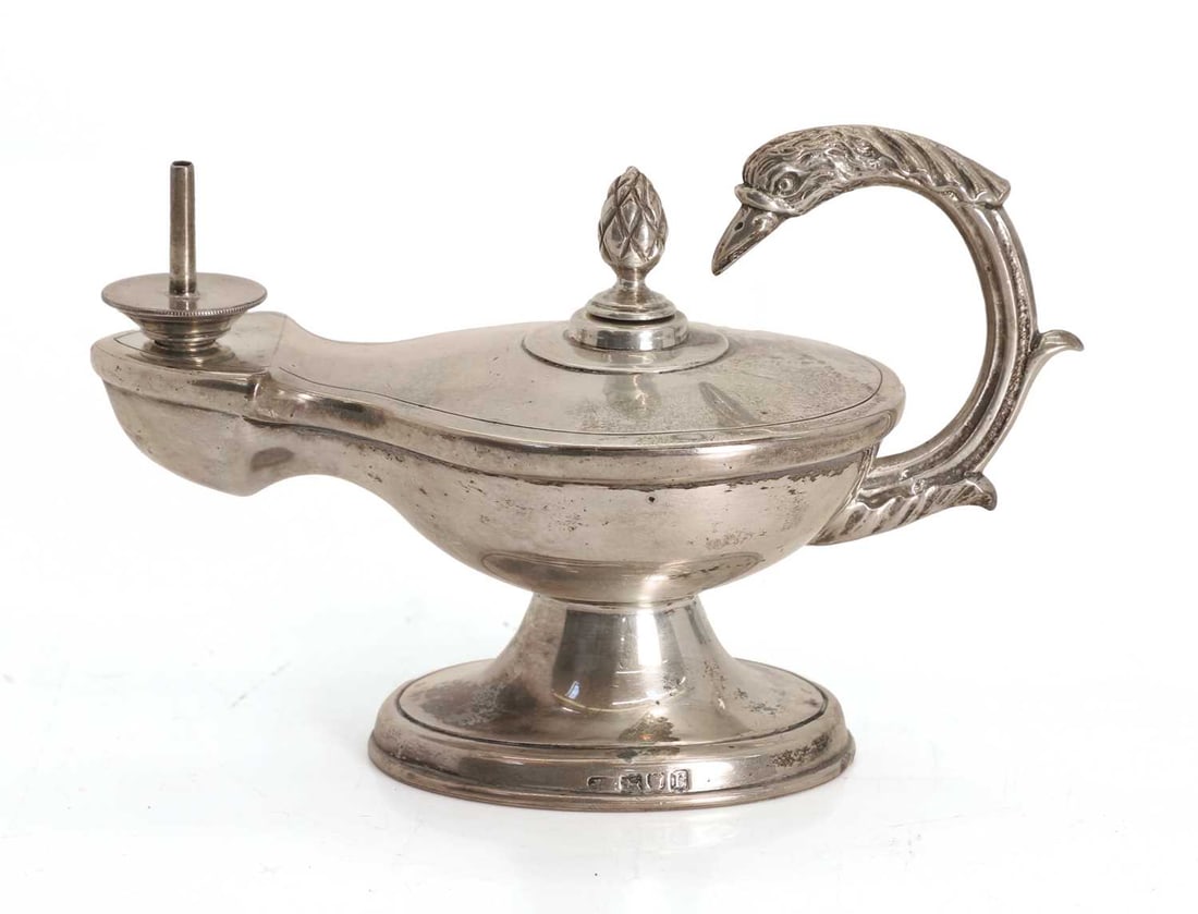 A silver 'Aladdin' lamp, (1 of 2)