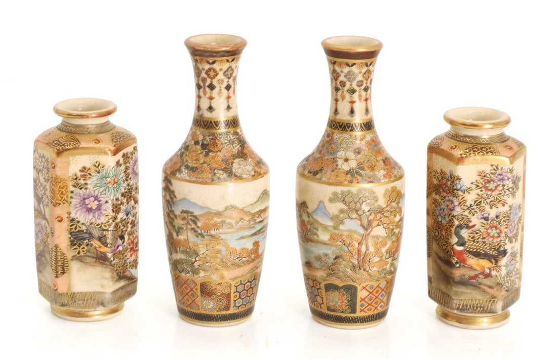 Two pairs of Satsuma vases, late 19th century, (1 of 2)