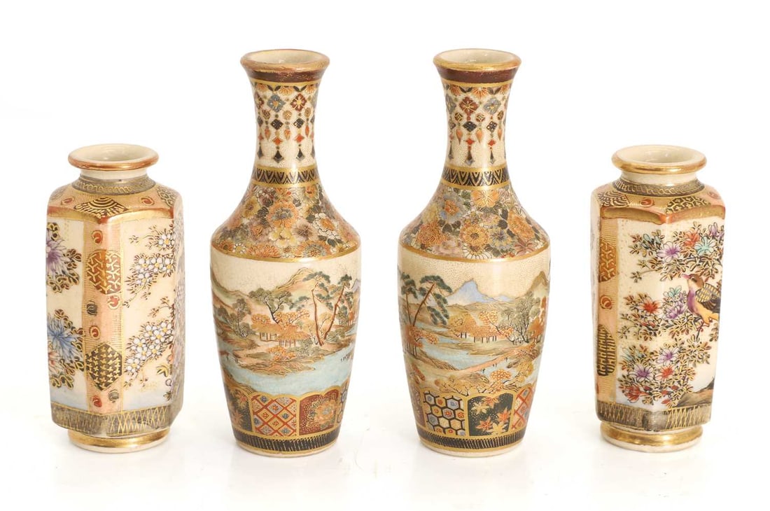 Two pairs of Satsuma vases, late 19th century, - 2