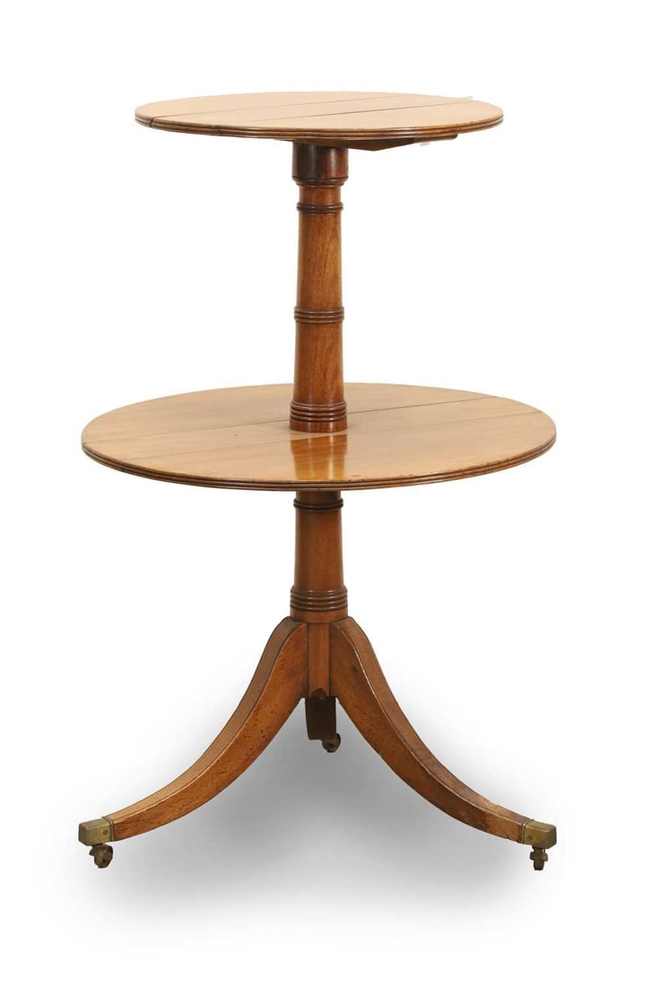 A George III mahogany two tier whatnot, early 19th century, - 2