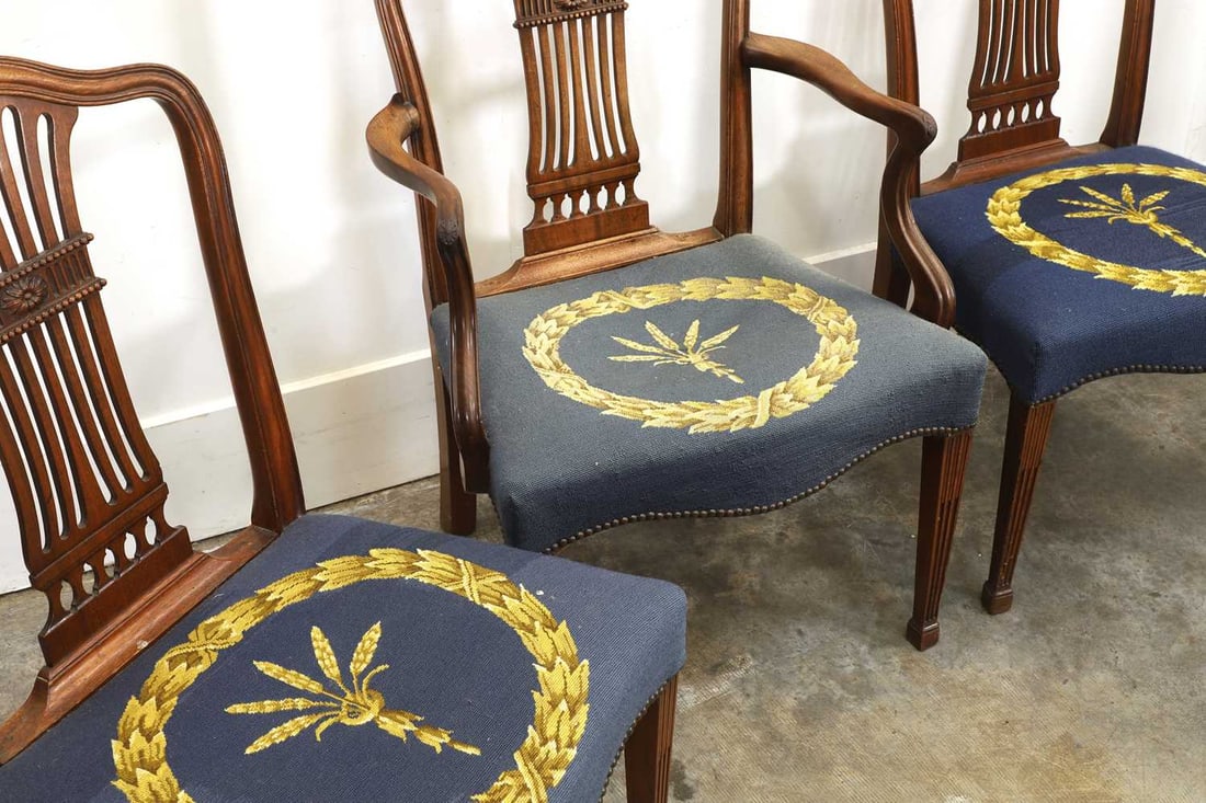 A set of four Hepplewhite mahogany dining chairs, circa 1800, - 2