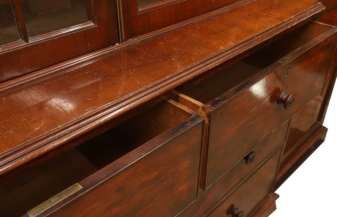 A mahogany breakfront bookcase, 19th century, - 3