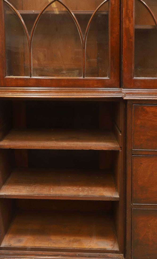 A mahogany breakfront bookcase, 19th century, - 4