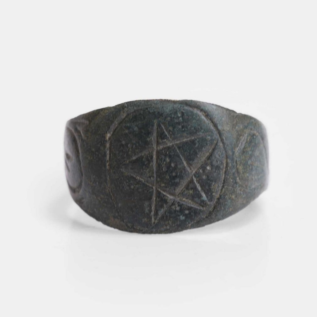 A Dark Ages pentagram protection or magic ring, probably 5th/6th century CE, (1 of 2)