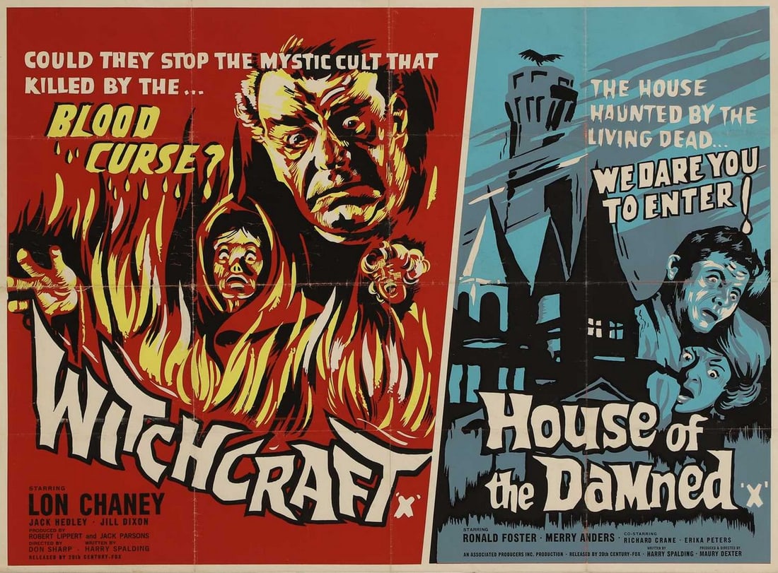 A 'Witchcraft' and 'House of the Damned' double-bill film poster, circa 1960s, (1 of 1)