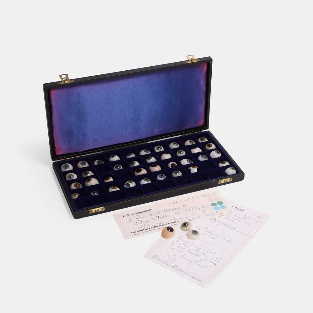 A box of glass human eyes, early 20th century, (1 of 2)