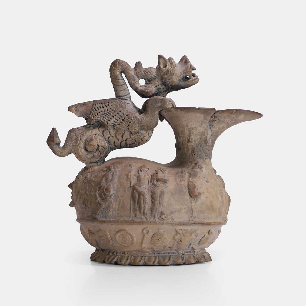 A terracotta dragon ewer, late 19th century, (1 of 2)