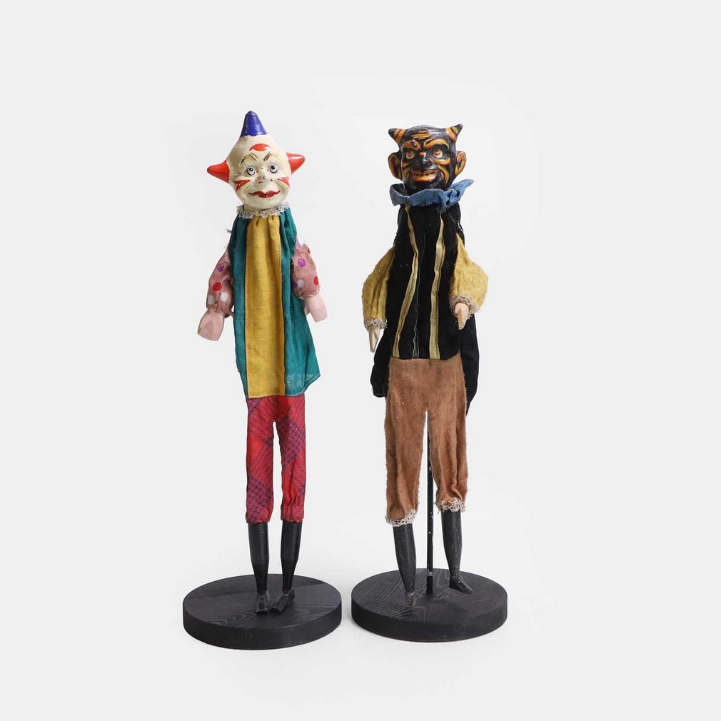Two unusual Punch and Judy hand puppets, late 19th century, possibly German, (1 of 2)