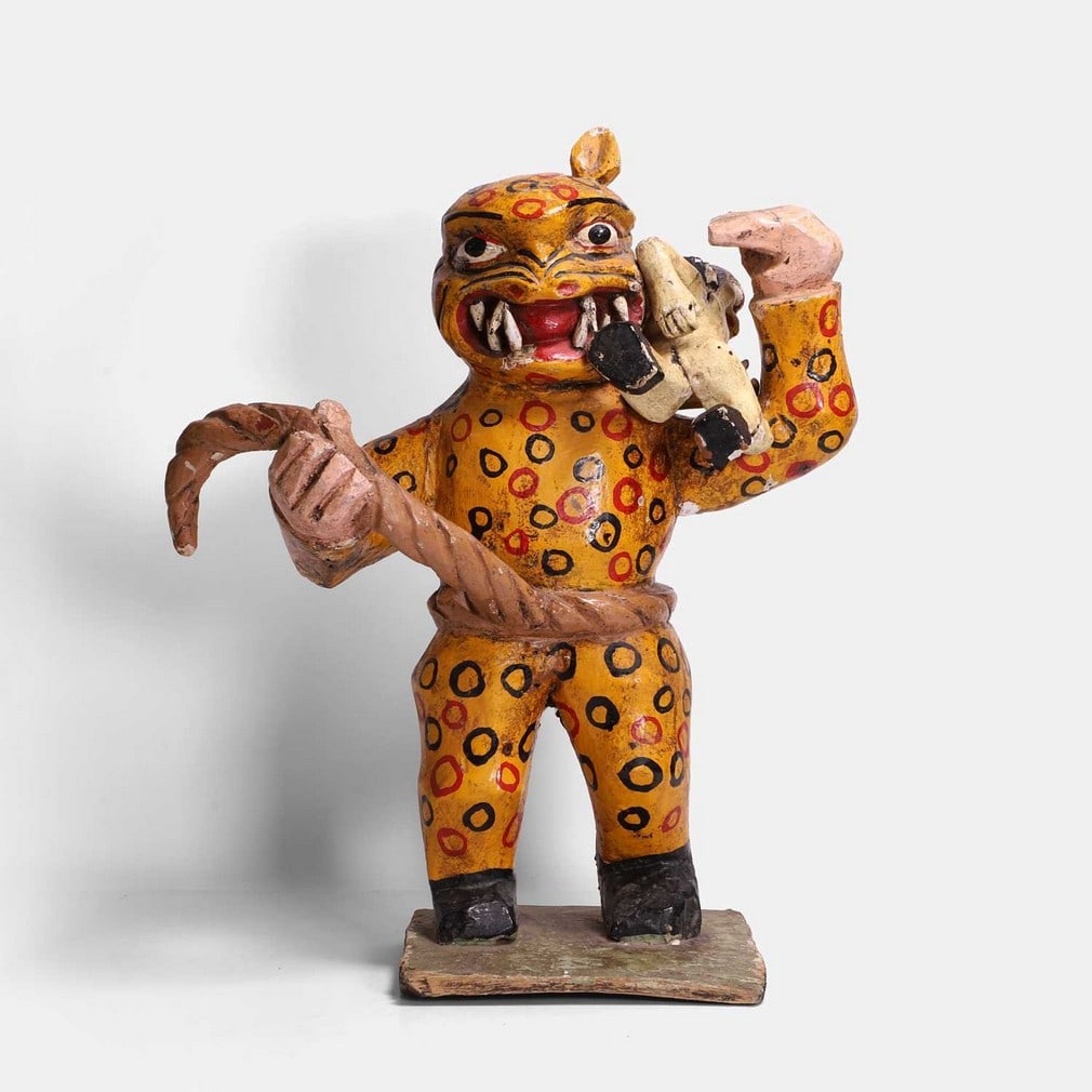 A Tibetan monster deity, circa 1950s, originally located outside a cinema, (1 of 2)