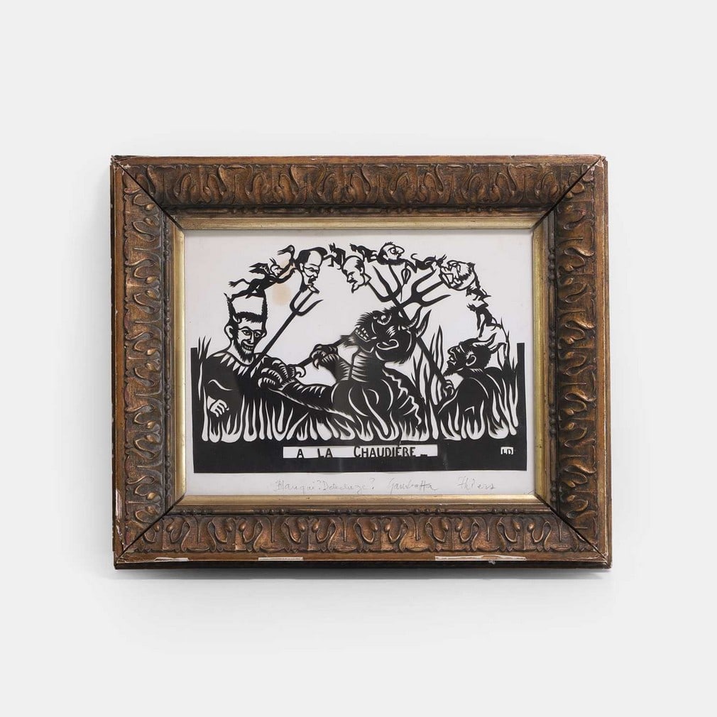 A cut-paper silhouette picture of hell, late 19th century, French, (1 of 2)