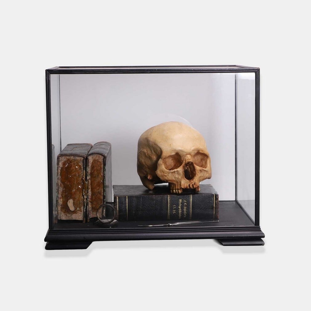A memento mori diorama, of recent manufacture, (1 of 2)