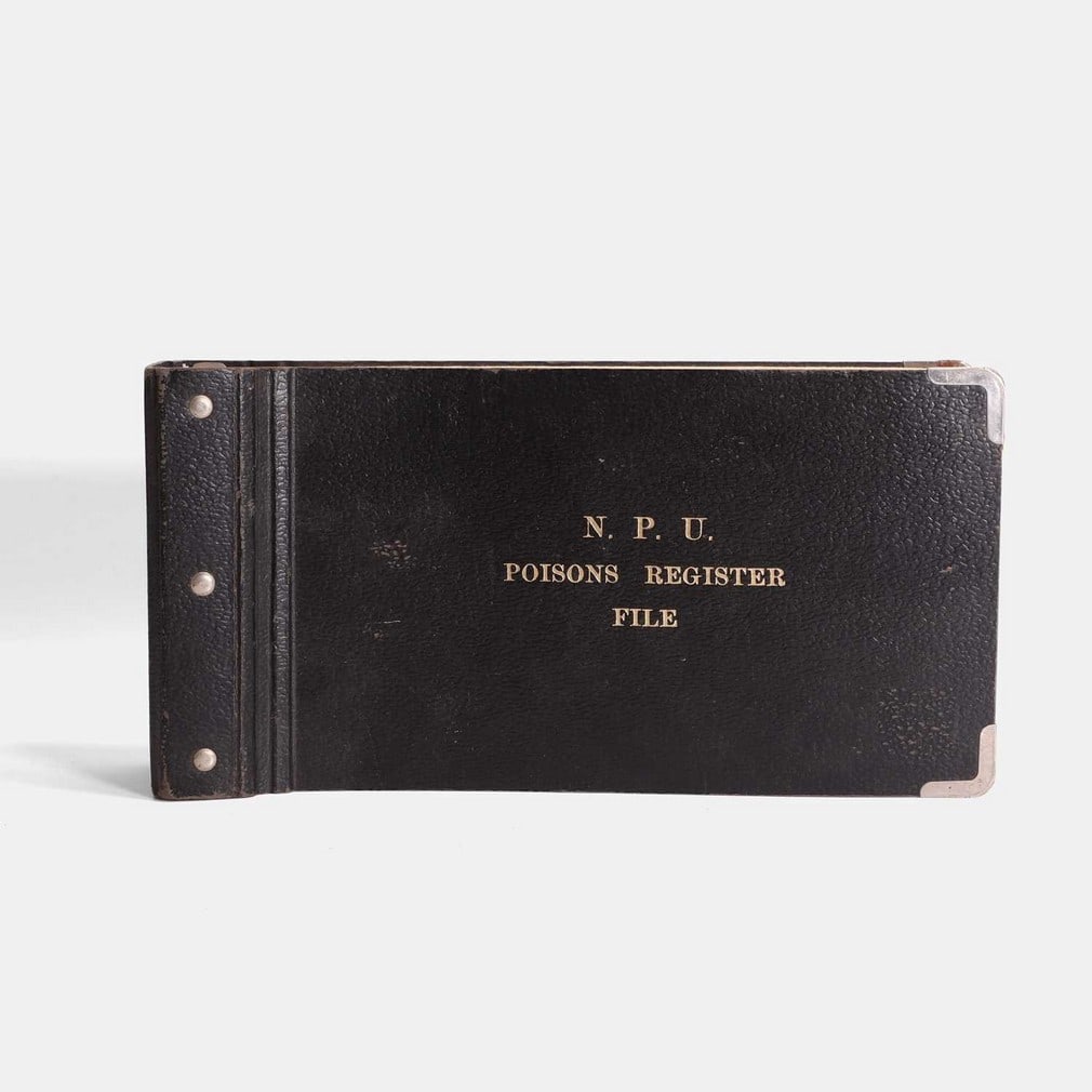 An 'NPU (National Pharmaceutical Union) Poisons Register File', circa 1960s, (1 of 2)