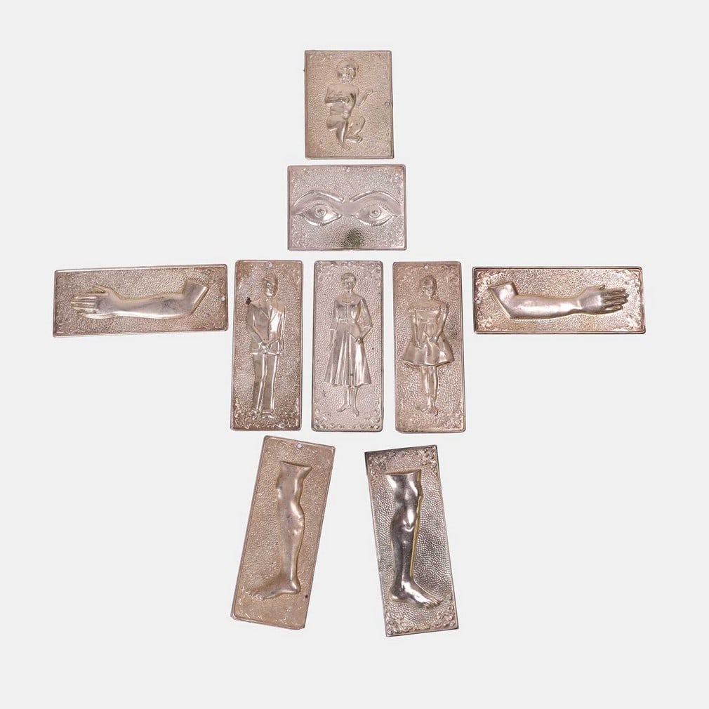 Nine silvered Greek Orthodox tamata, mid-20th century, (1 of 1)