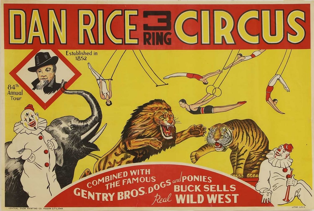 An American Dan Rice circus poster, circa 1930s, (1 of 1)