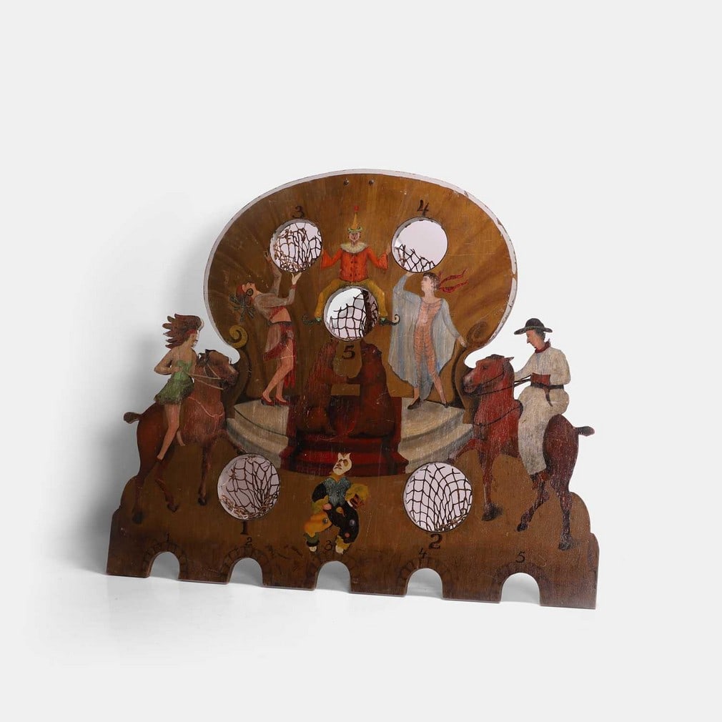 A French hand-painted passe-boule café or parlour game, circa 1900-25, (1 of 2)