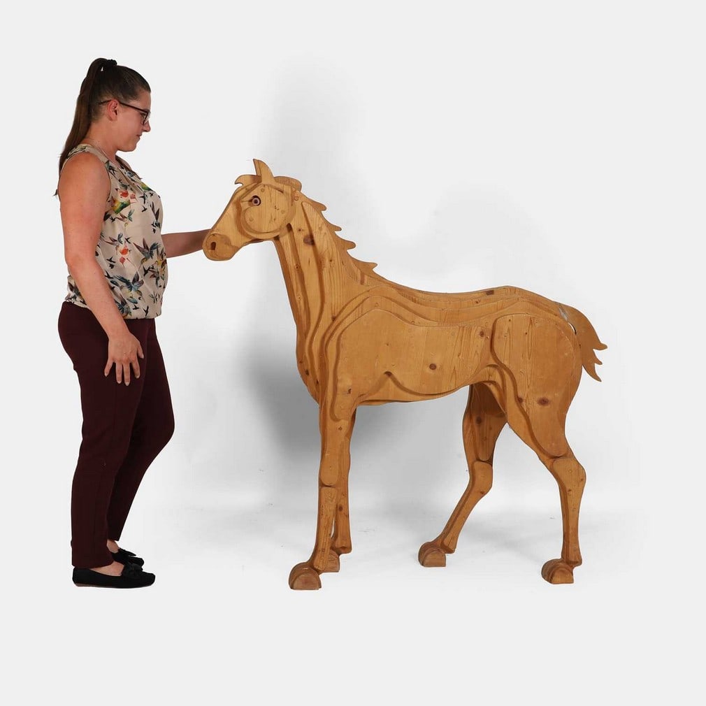 A pine block horse, 20th century, (1 of 4)
