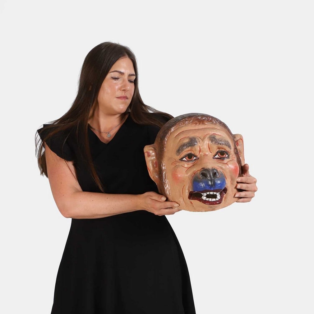 A French papier mâché zoomorphic theatrical head, circa 1950s, (1 of 4)