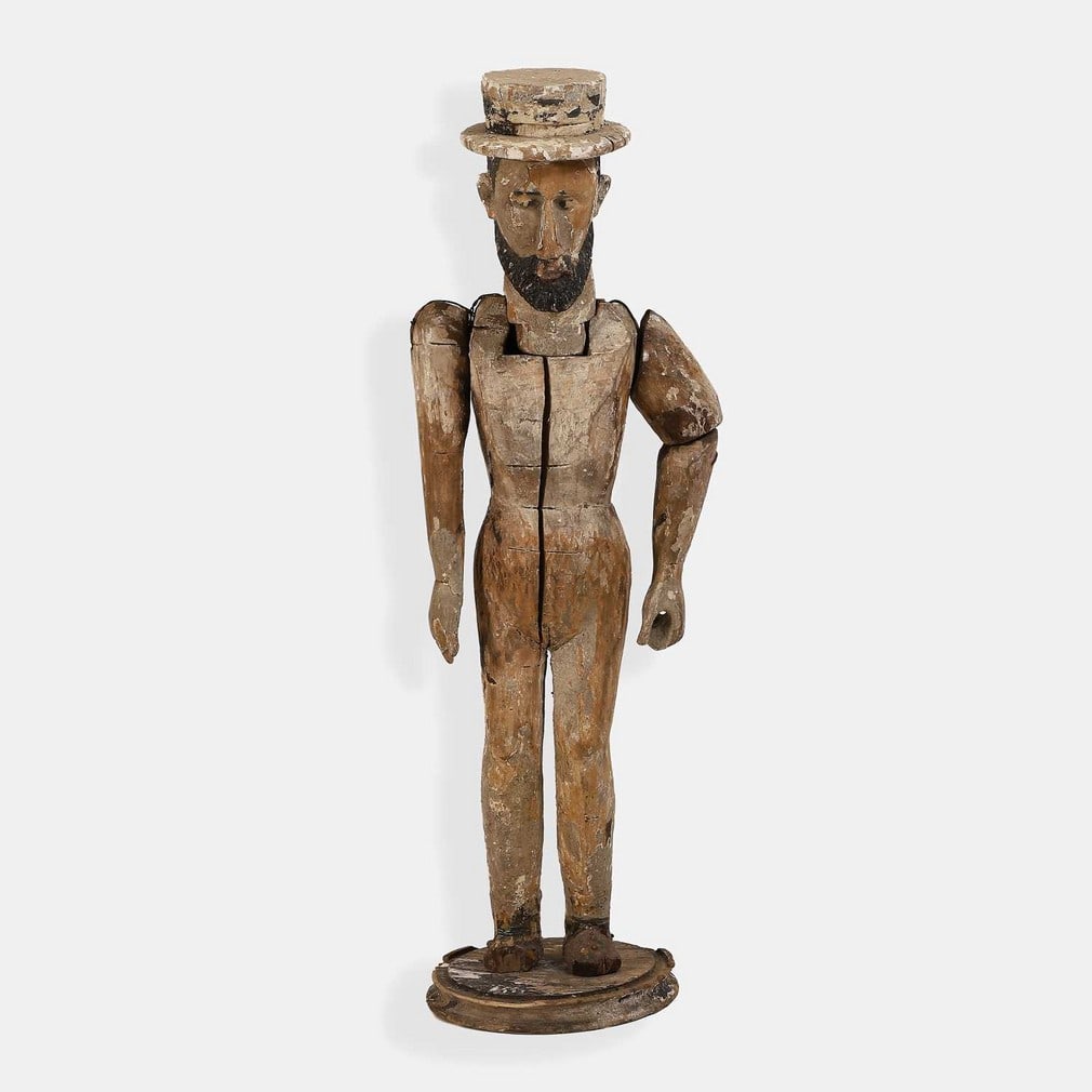 A carved wood sailor or whaler figure, mid-19th century, (1 of 2)