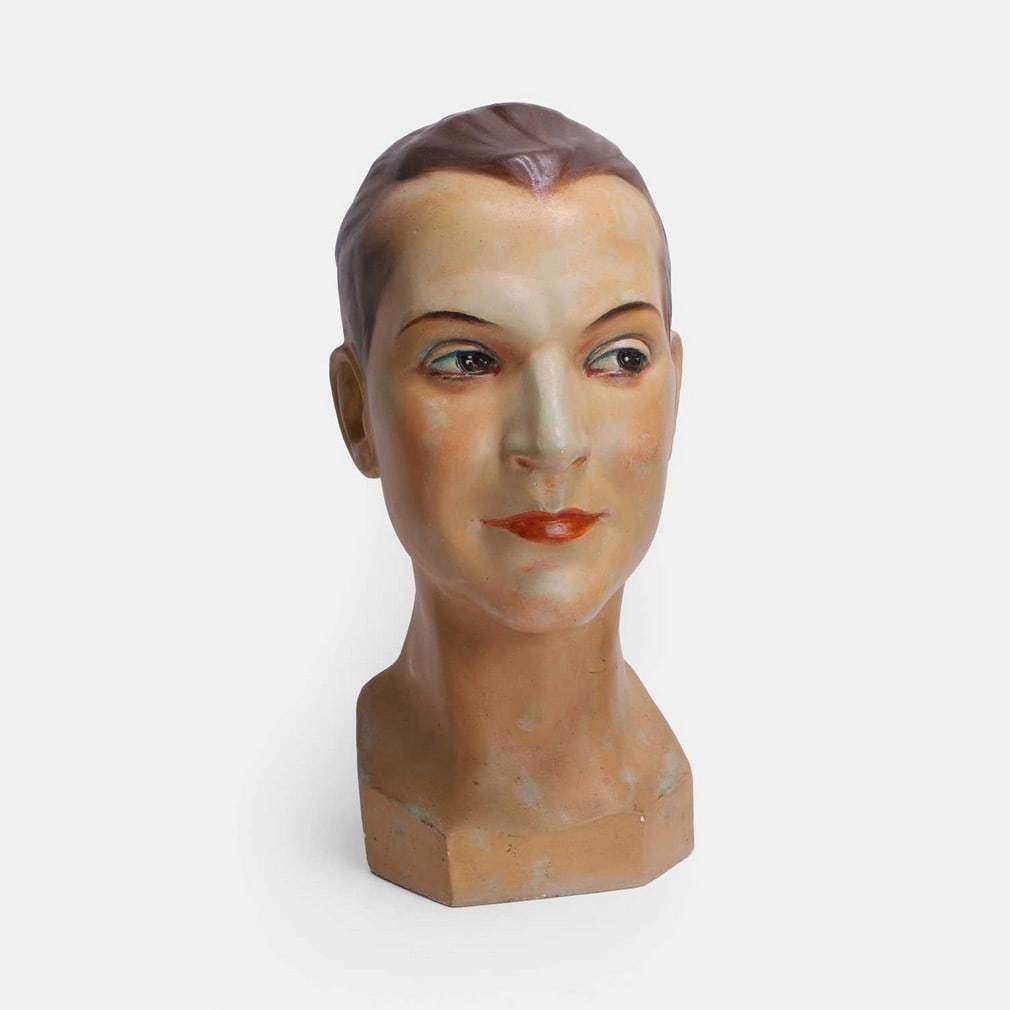 An Art Deco mannequin head shop display, early 20th century, (1 of 2)
