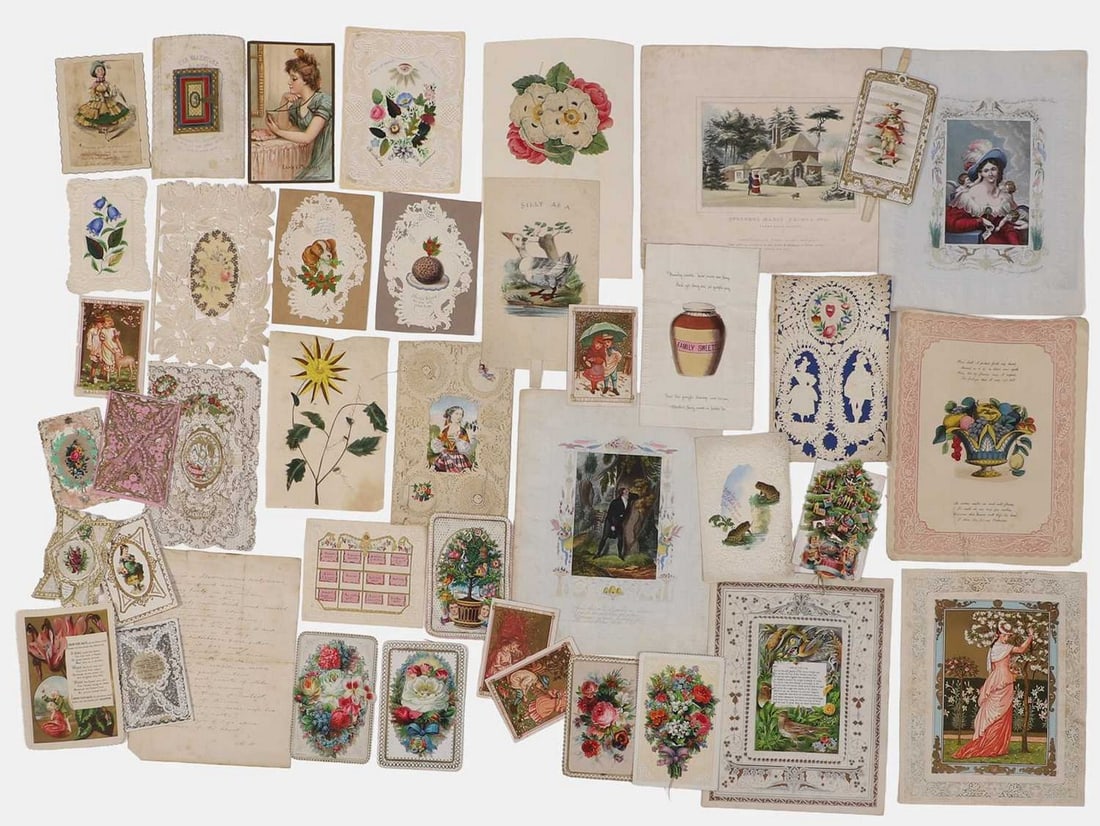 A good collection of seventy-eight Valentine and other cards, circa 1820s and later, (1 of 2)