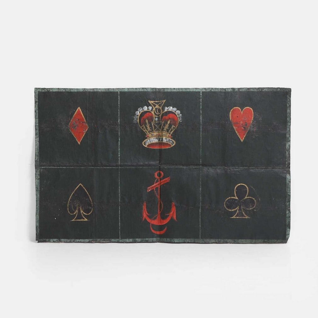 A Victorian painted canvas gambling mat, 19th century, (1 of 2)