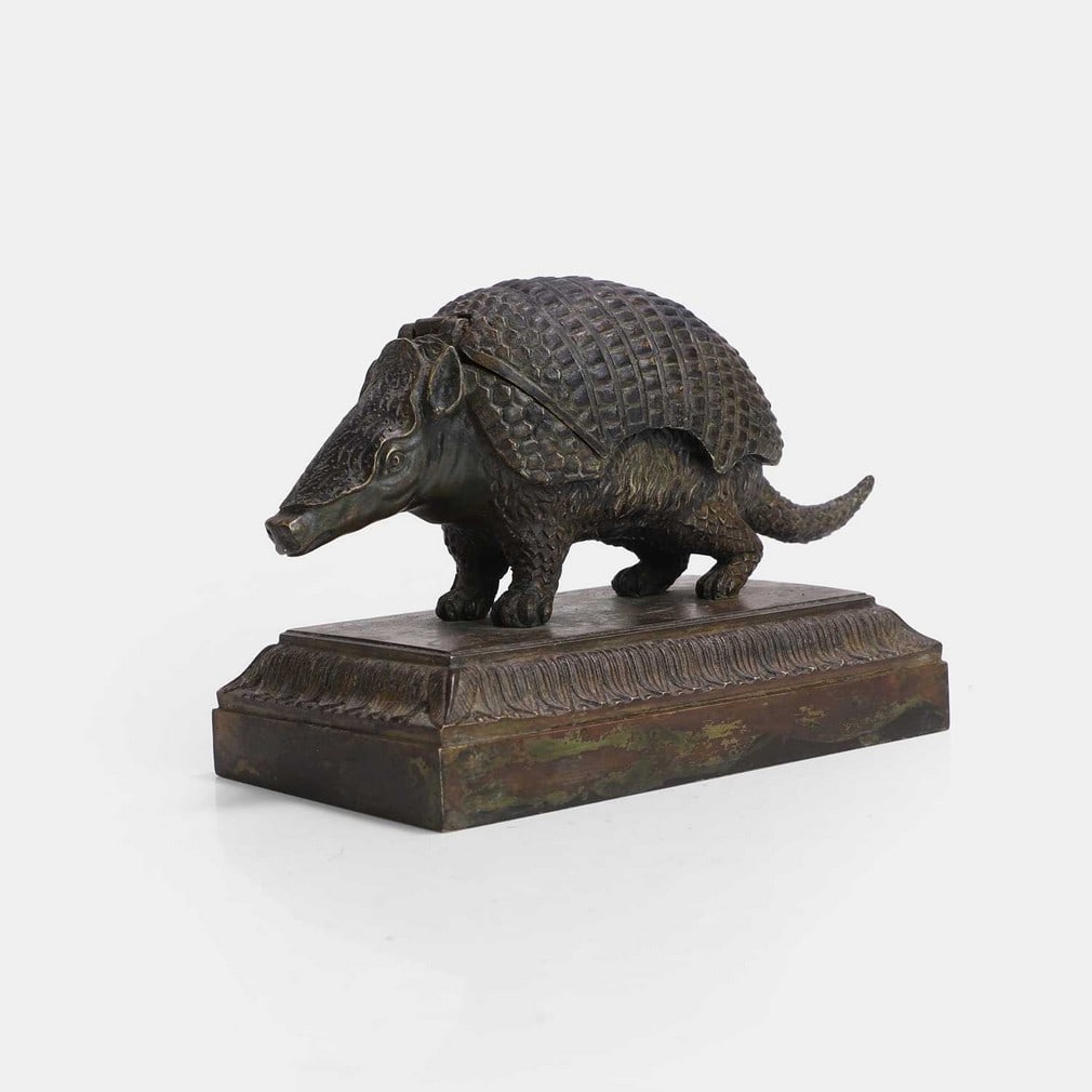 A bronze armadillo inkwell, circa 1830, (1 of 2)