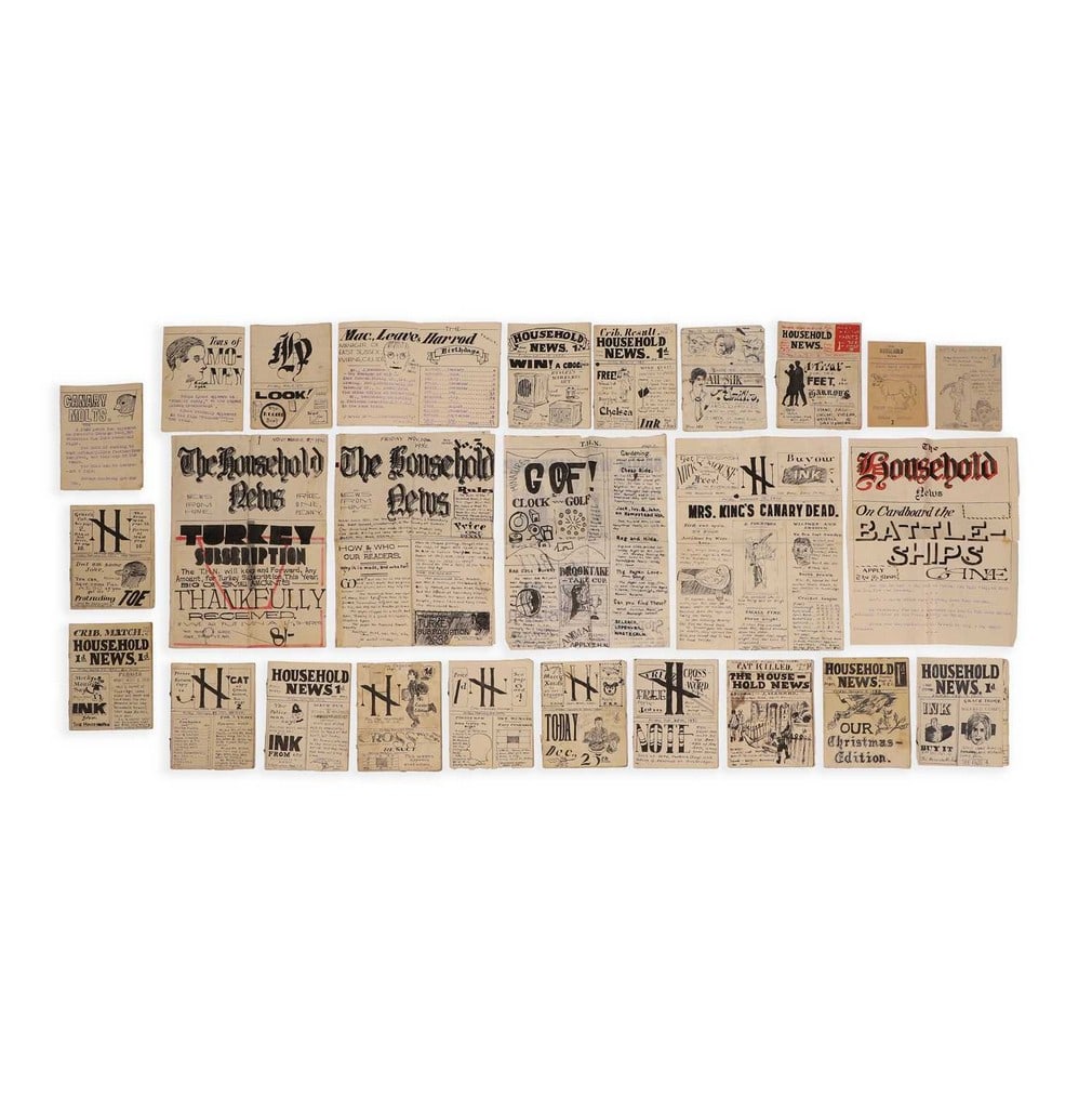 Twenty-three handmade miniature humorous newspapers, dated 1929-1931, by John Harrod of Jarvis Brook (1 of 2)
