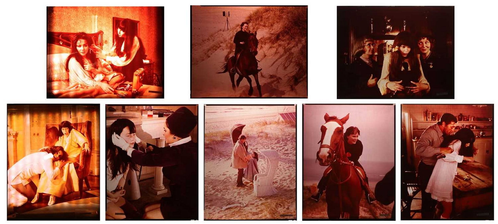 A collection of behind-the-scenes photographs from the film 'Secret Ceremony', circa 1968, (1 of 2)
