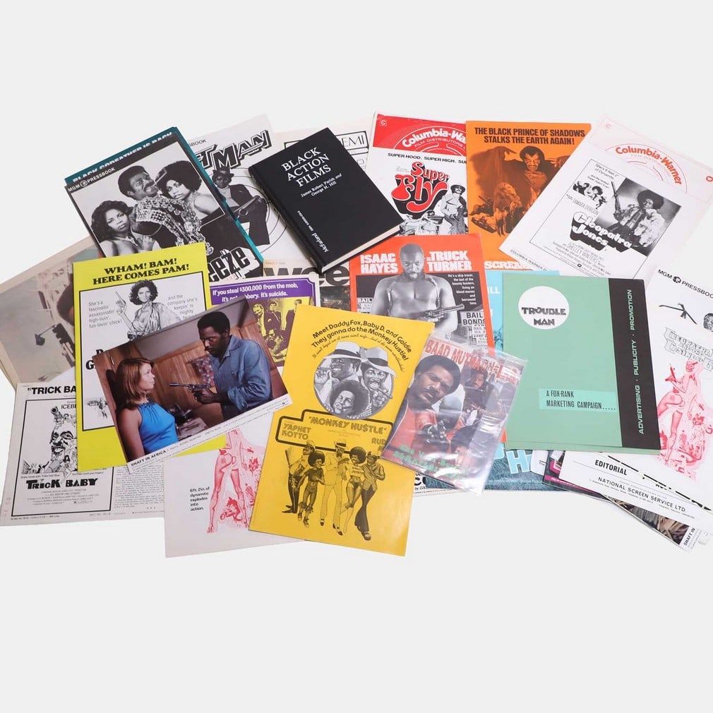 Blaxploitation film ephemera and book collection, circa 1960s and later,: Blaxploitation film ephemera and book collection, circa 1960s and later, including stills, magazines, and campaign booklets (largest 37 x 29cm) (61) Condition Report: generally excellent condition