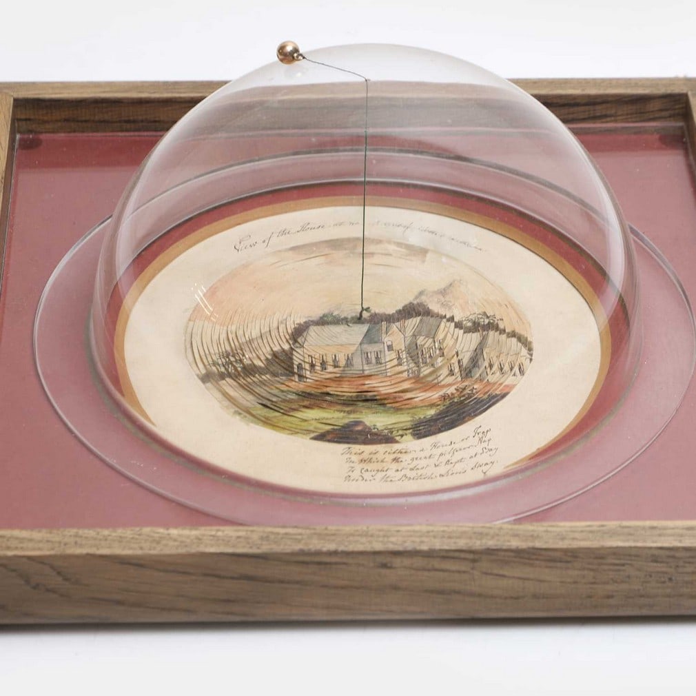 Napoleon and St Helena interest: 'View of the House at Longwood, Island of St Helena' circa 1820,: Napoleon and St Helena interest: 'View of the House at Longwood, Island of St Helena' circa 1820, an extraordinarily rare cut-paper scissorwork diorama, a watercolour elevation of the house and landsc