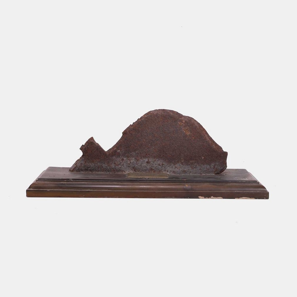 Of First World War interest: a torpedo fragment from SS 'Nike', dated 12 December 1917, (1 of 2)