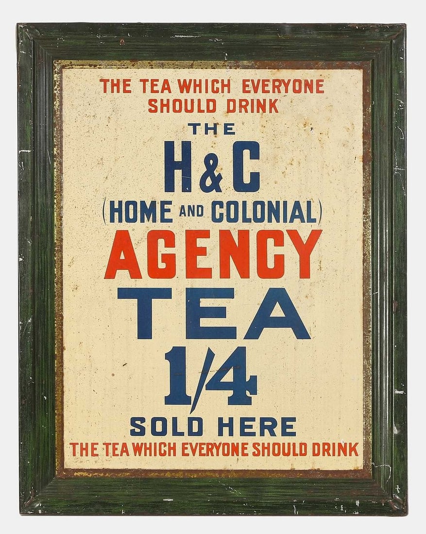 A 'Home and Colonial Tea' advertising sign, circa 1920, (1 of 1)