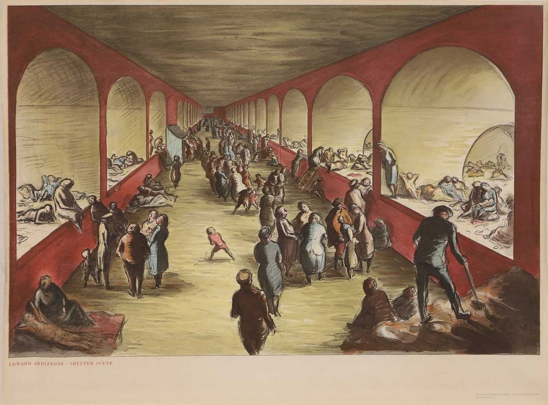 Edward Ardizzone RA (British, 1900-1979) 'Shelter Scene’, circa 1950s (1 of 1)