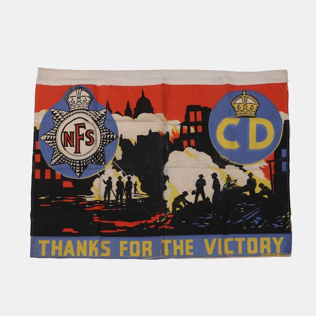 A rare Second World War National Fire Service and Civil Defence flag or banner, circa 1940s, (1 of 1)
