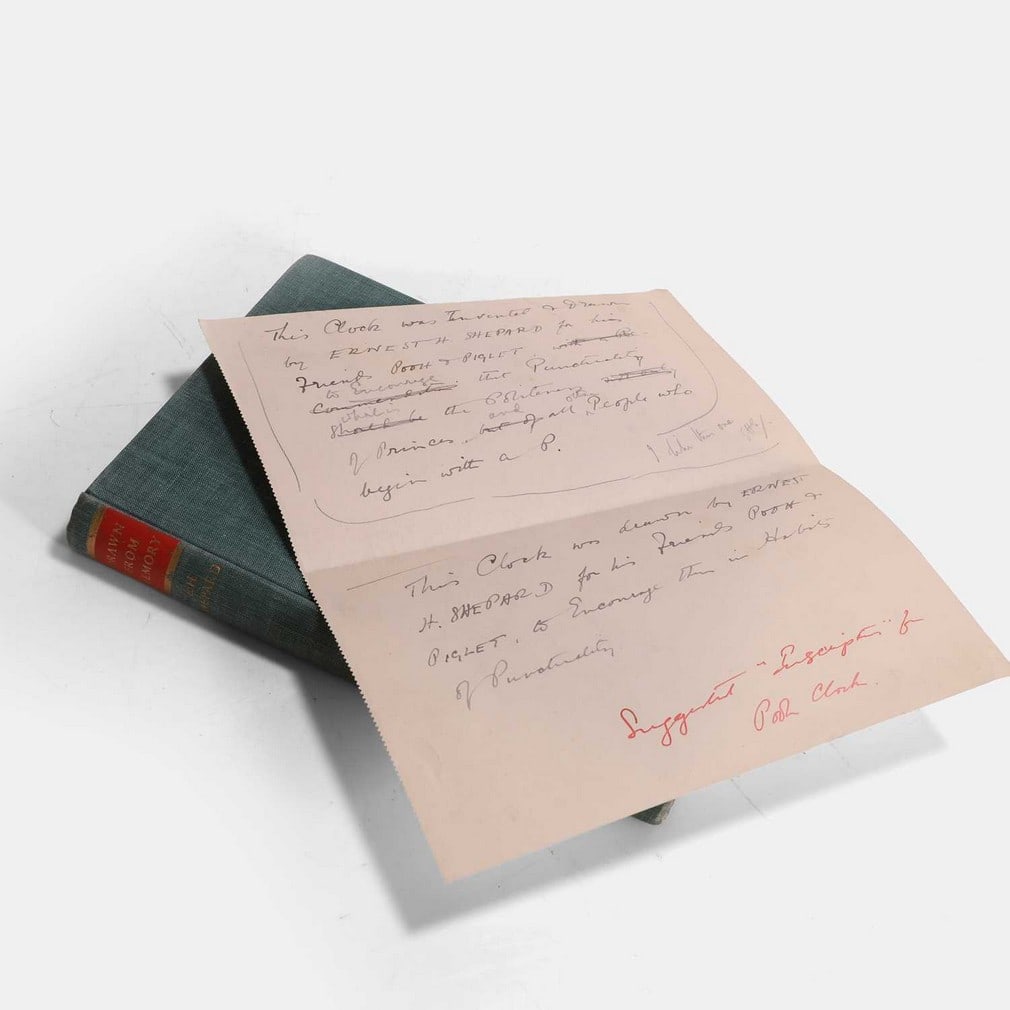An autographed letter from AA Milne (1882-1956) to EH Shepard (1879-1976), circa 1928,: An autographed letter from AA Milne (1882-1956) to EH Shepard (1879-1976), circa 1928, with suggested inscriptions for an unpublished Winnie the Pooh sketch 'A little something' for 'The House at Pooh