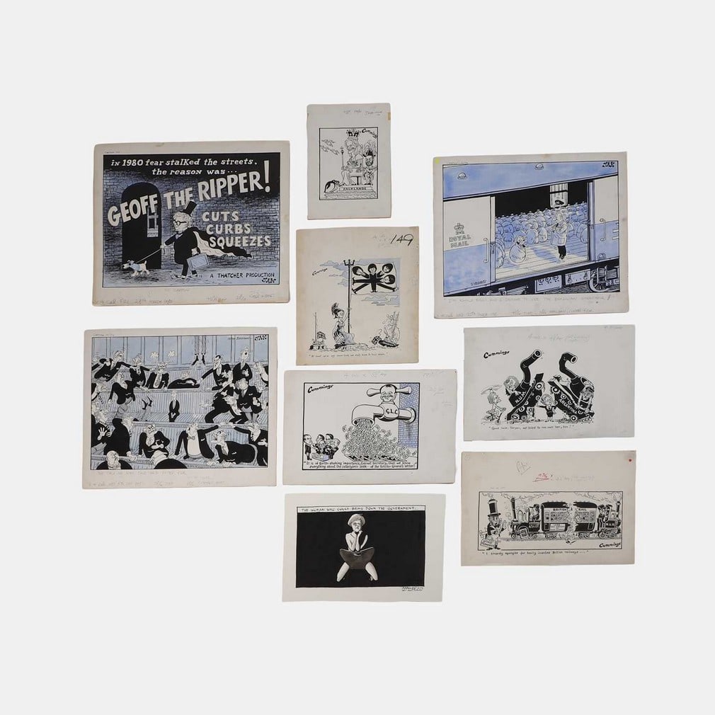 Michael Cummings (British, 1919-1997) circa 1964 and later, a group of satirical cartoons (1 of 1)
