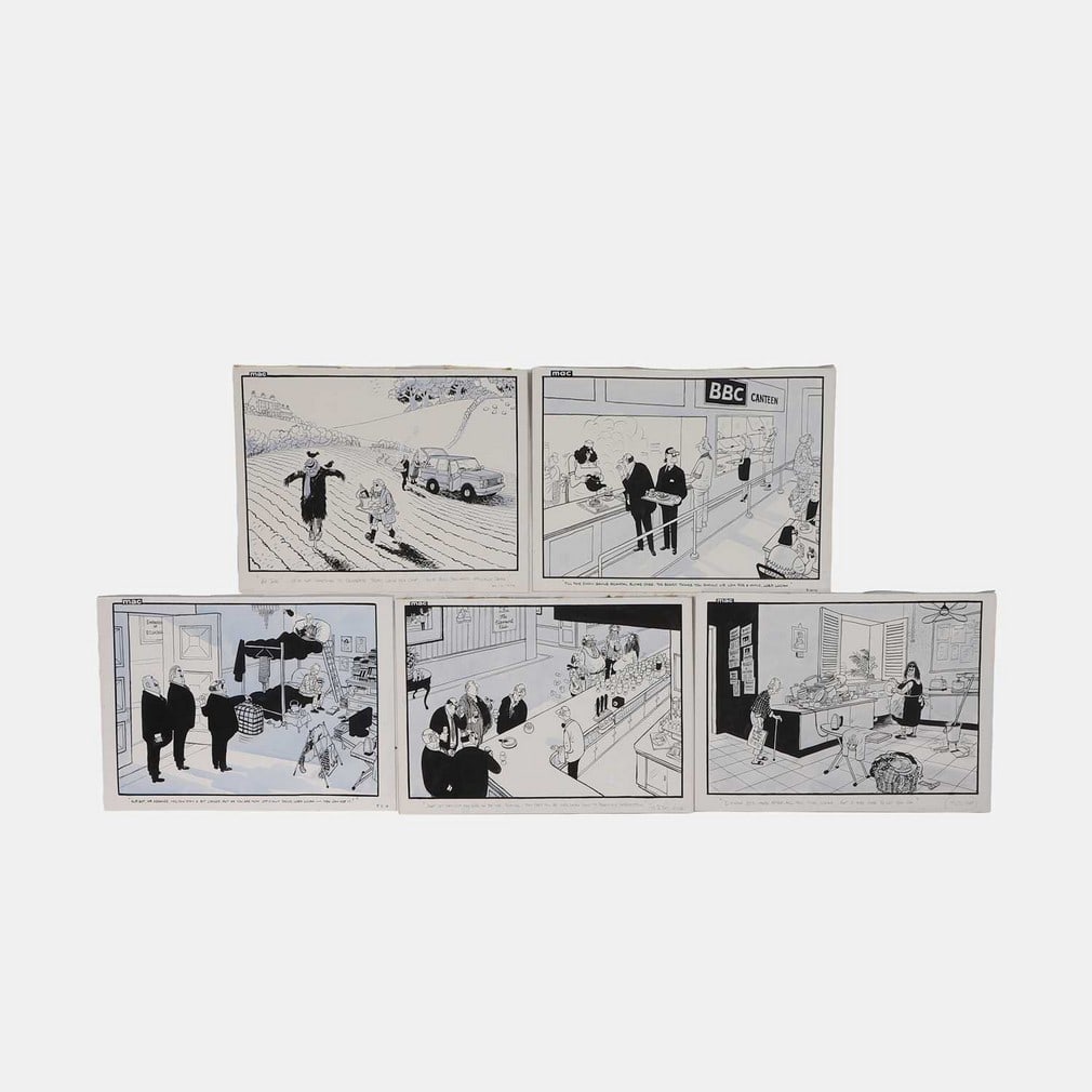 Stanley McMurtry aka 'Mac' (British, b.1936) A collection of cartoons, 1999 and later: Stanley McMurtry aka 'Mac' (British, b.1936) A collection of cartoons, 1999 and later five cartoons relating to Lord Lucan for the 'Daily Mail' by Stanley McMurtry aka 'Mac', pen and ink and watercolo